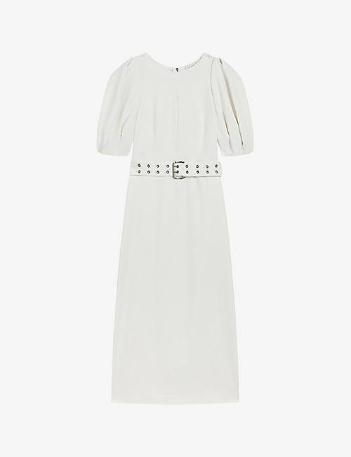 TED BAKER: Gabyela puffed-sleeve stretch-woven midi dress