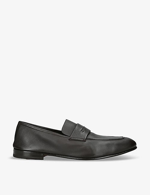 ZEGNA: L'Asola almond-toe leather penny loafers