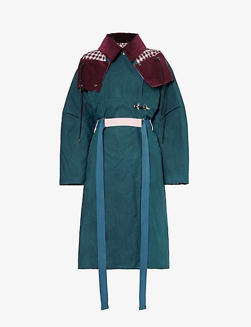 BARBOUR X ROKSANDA: Barbour International x ROKSANDA Vita contrast-collar coated-cotton trench coat