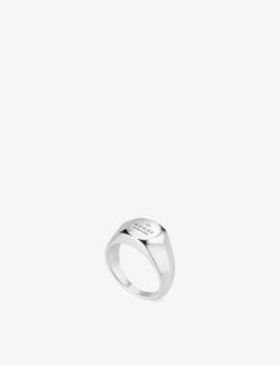 GUCCI: Trademark logo-embossed sterling-silver ring