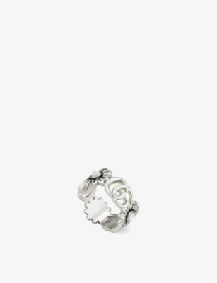 GUCCI: GG Marmont flower sterling-silver ring