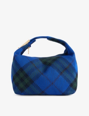 BURBERRY: Duffle checked knitted mini top handle bag