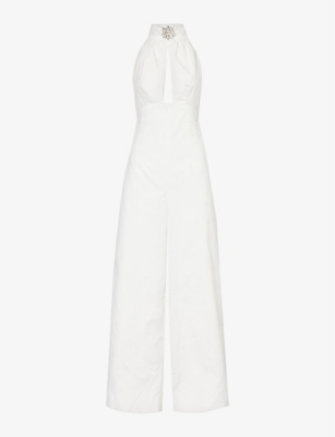 AMY LYNN: Crystal-embellished high-neck cotton jumpsuit
