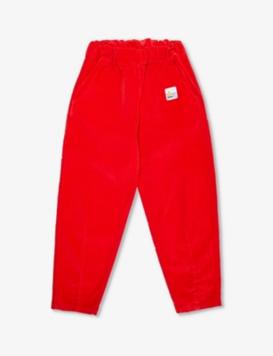 BOBO CHOSES: Brand-patch tapered-leg stretch-cotton trousers 4-13 years