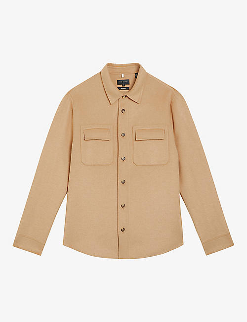 TED BAKER: Dalch flap-pocket wool-blend overshirt