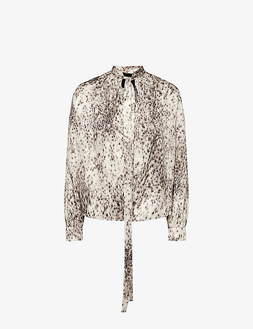 GIVENCHY: Lavallière abstract-print silk blouse
