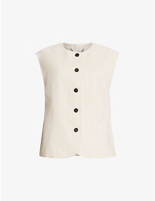 ALLSAINTS: Payton pinstripe cotton and linen-blend waistcoat