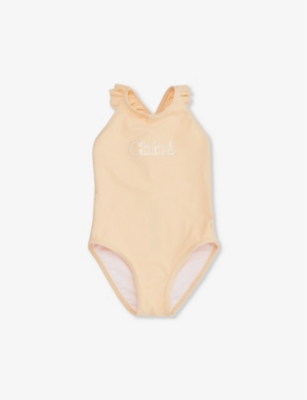 CHLOE: Branded frill-strap swimsuit 9-18 months