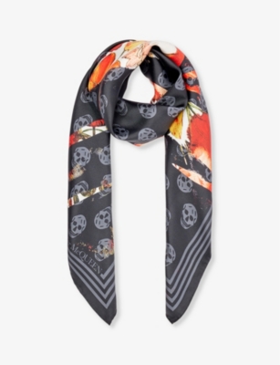 ALEXANDER MCQUEEN: Dutch Flora skull-print silk scarf