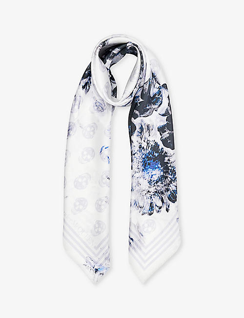 ALEXANDER MCQUEEN: Chiaroscuro abstract-print silk scarf