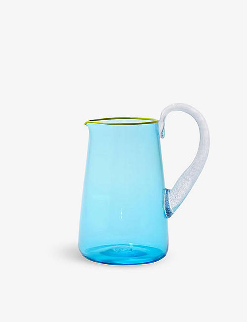 GLASSETTE: Gather Miami hand-blown glass jug 24cm