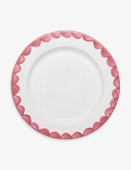 GLASSETTE: Late Afternoon scalloped-pattern ceramic dinner plates set of four