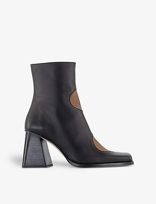 ALOHAS: Blair two-tone block-heel leather ankle boots
