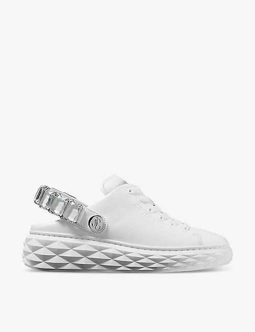 JIMMY CHOO: Diamond Sling crystal-embellished leather low-top trainers