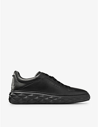 JIMMY CHOO: Diamond Maxi logo-embossed leather low-top trainers