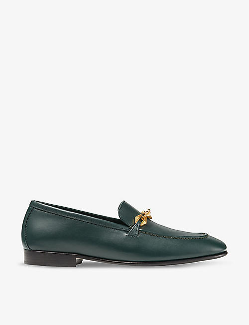 JIMMY CHOO: Diamond Tilda chain-embellished leather loafers