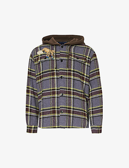 UNDERCOVER: Bead-embellished check-patterned cotton-blend hoody