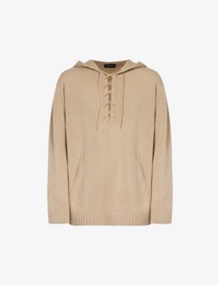 UNDERCOVER: Lace dropped-shoulder wool-knit hoody