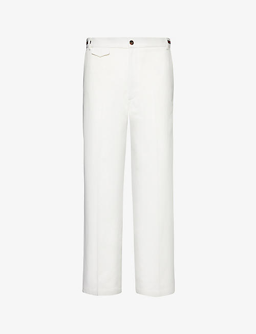GUCCI: Brand-embroidered straight-leg relaxed-fit cotton trousers