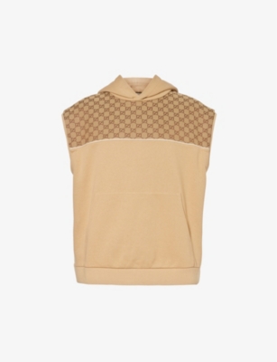GUCCI: Monogram-print sleeveless cotton-jersey hoody