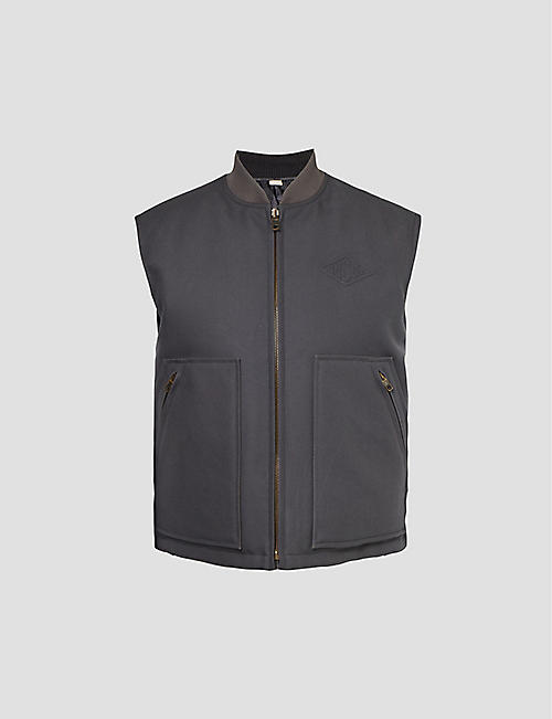 GUCCI: Brand-print brand-embossed regular-fit cotton-canvas down gilet