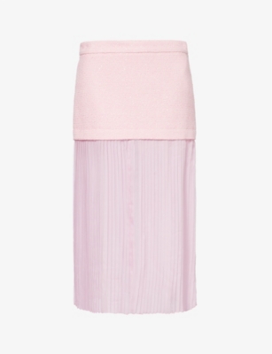 GUCCI: Semi-sheer pleated silk midi skirt