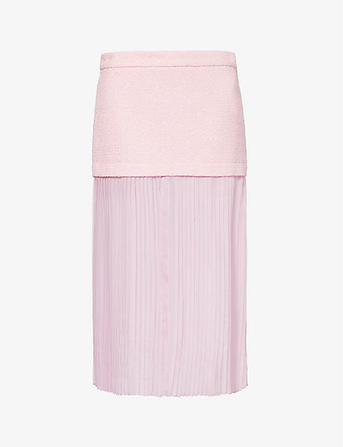 GUCCI: Semi-sheer pleated silk midi skirt