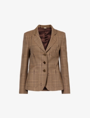 GUCCI: Single-breasted checked wool blazer