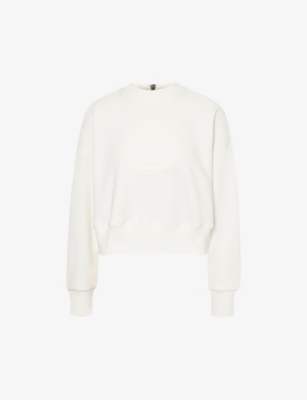 GUCCI: Logo-embroidered zip-through cotton-jersey sweatshirt