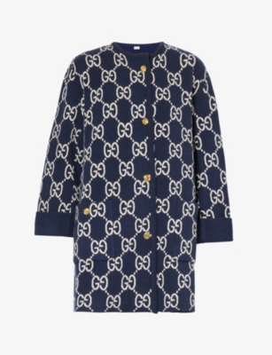 GUCCI: Reversible relaxed-fit wool-blend cardigan
