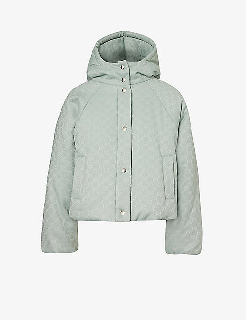 GUCCI: Monogram-pattern hooded cotton-blend jacket