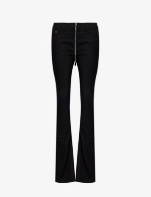 STARLIT: Crystal-embellished flared-leg high-rise stretch-denim trousers