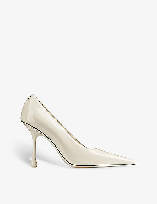 JIMMY CHOO: Ixia 95 pointed-toe patent-leather heeled courts