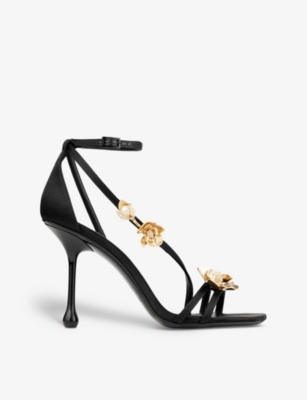 JIMMY CHOO: Zea 95 floral-embellished satin heeled sandals