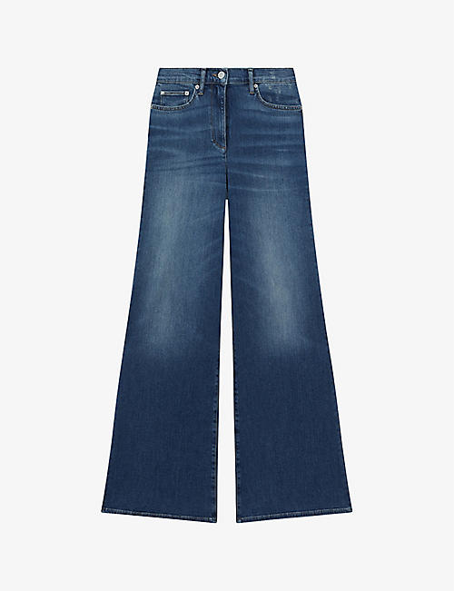 REISS: Ameria wide-leg mid-rise stretch-denim jeans