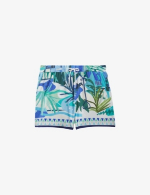 REISS: Huwai tropical-print regular-fit stretch recycled-polyester swim shorts