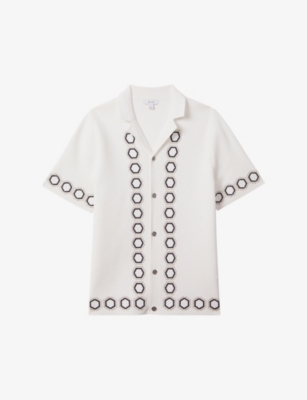 REISS: Decoy geometric-weave knitted shirt