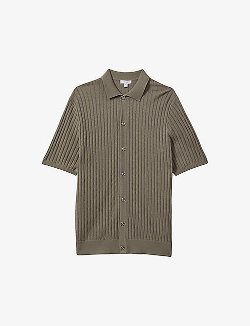 REISS: Murray regular-fit ribbed knitted shirt