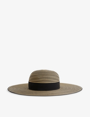 REISS: Emilia wide-brim striped raffia hat