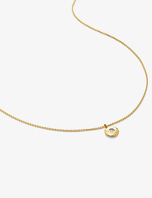 MONICA VINADER: April birthstone 18ct yellow gold-plated vermeil sterling-silver and diamond pendant necklace