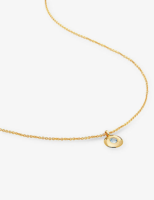 MONICA VINADER: March birthstone 18ct gold-vermeil and aquamarine necklace