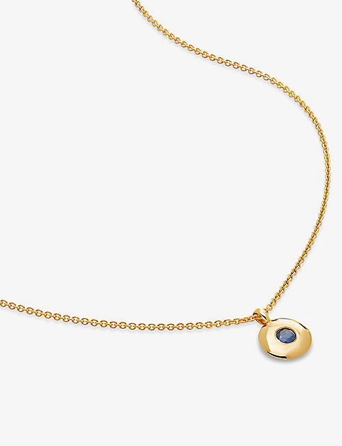MONICA VINADER: September birthstone 18ct yellow gold-plated vermeil sterling-silver and sapphire pendant necklace