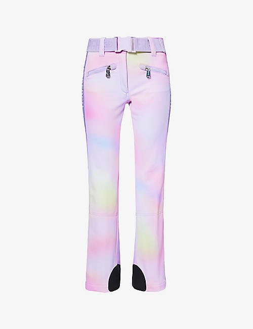 GOLDBERGH: Supernova abstract-pattern flared stretch-woven trousers
