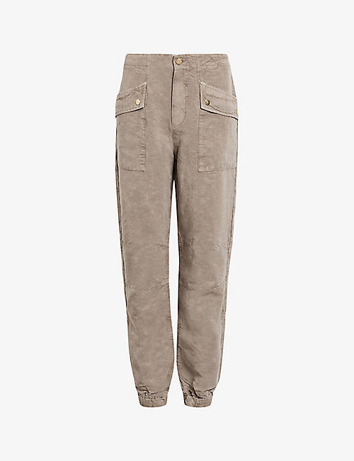 ALLSAINTS: Val patch-pocket tapered-leg linen-blend trousers