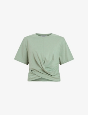 ALLSAINTS: Mallinson cross-over cropped cotton T-shirt