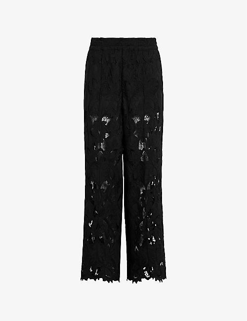 ALLSAINTS: Charli lace-embroidered elasticated-waist woven trousers