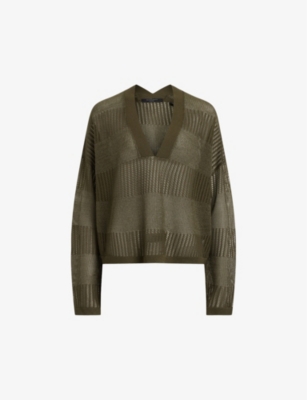 ALLSAINTS: Misha V-neck short-sleeve knitted jumper