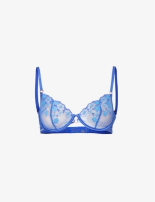 LOUNGE UNDERWEAR: Tyra floral-embroidered lace bra