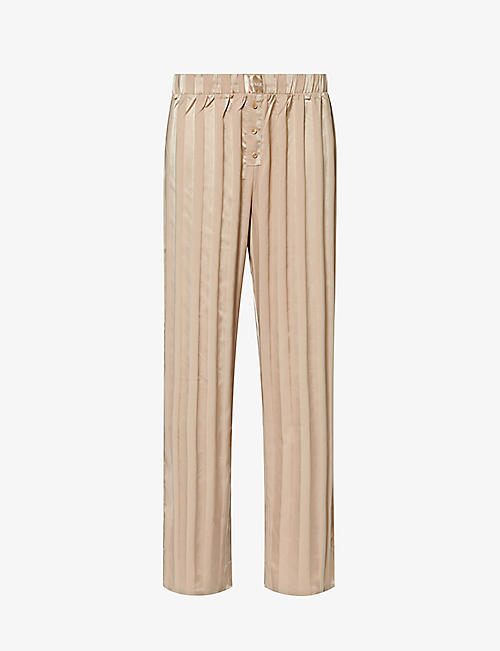 LOUNGE UNDERWEAR: Striped relaxed-fit stretch-recycled polyester pyjama trousers