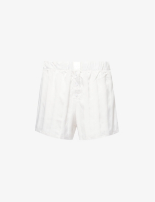 LOUNGE UNDERWEAR: Striped mid-rise stretch-recycled polyester pyjama shorts